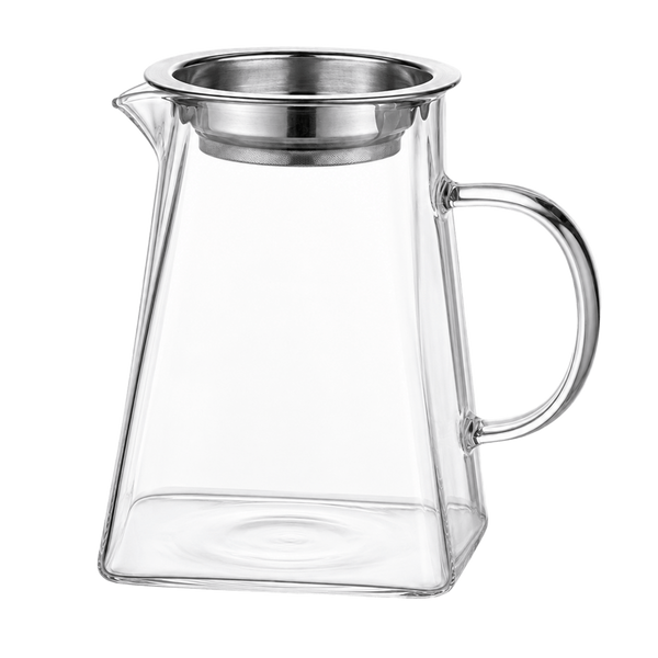 Чахай скляна прозора з ситечком "Скляне квадратне чайне море", 550 мл 9001 фото