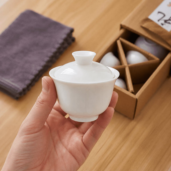 Білий чайний набір з гайванню та 4 піалами, 5 предметів 90103 фото